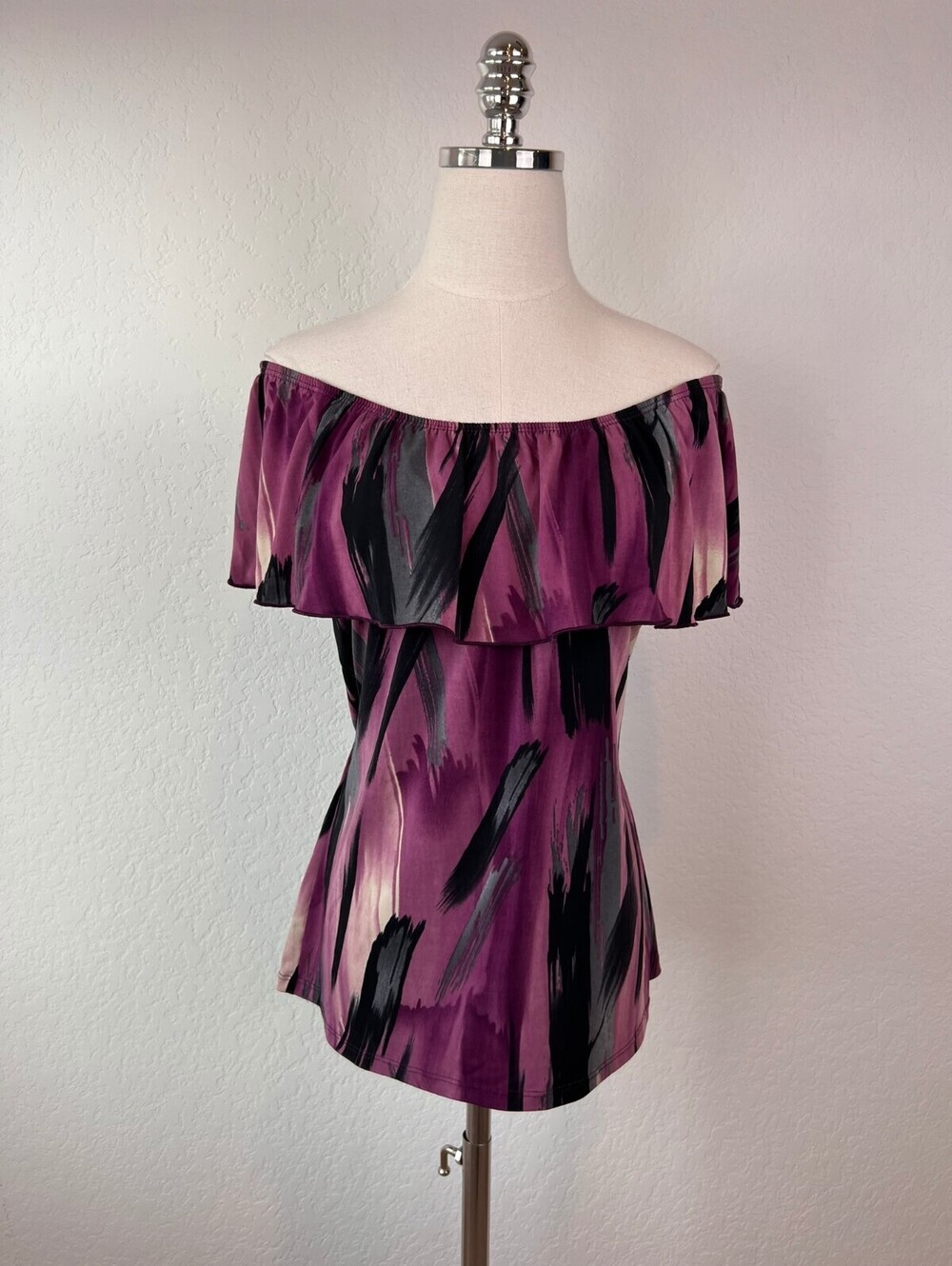 Vintage Y2K Whimsigoth Purple Off The Shoulder Top size Large